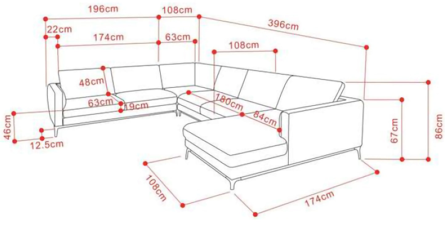 Sorrento - Upholster Modular Lounge - 6 seater - Colour : Pearl