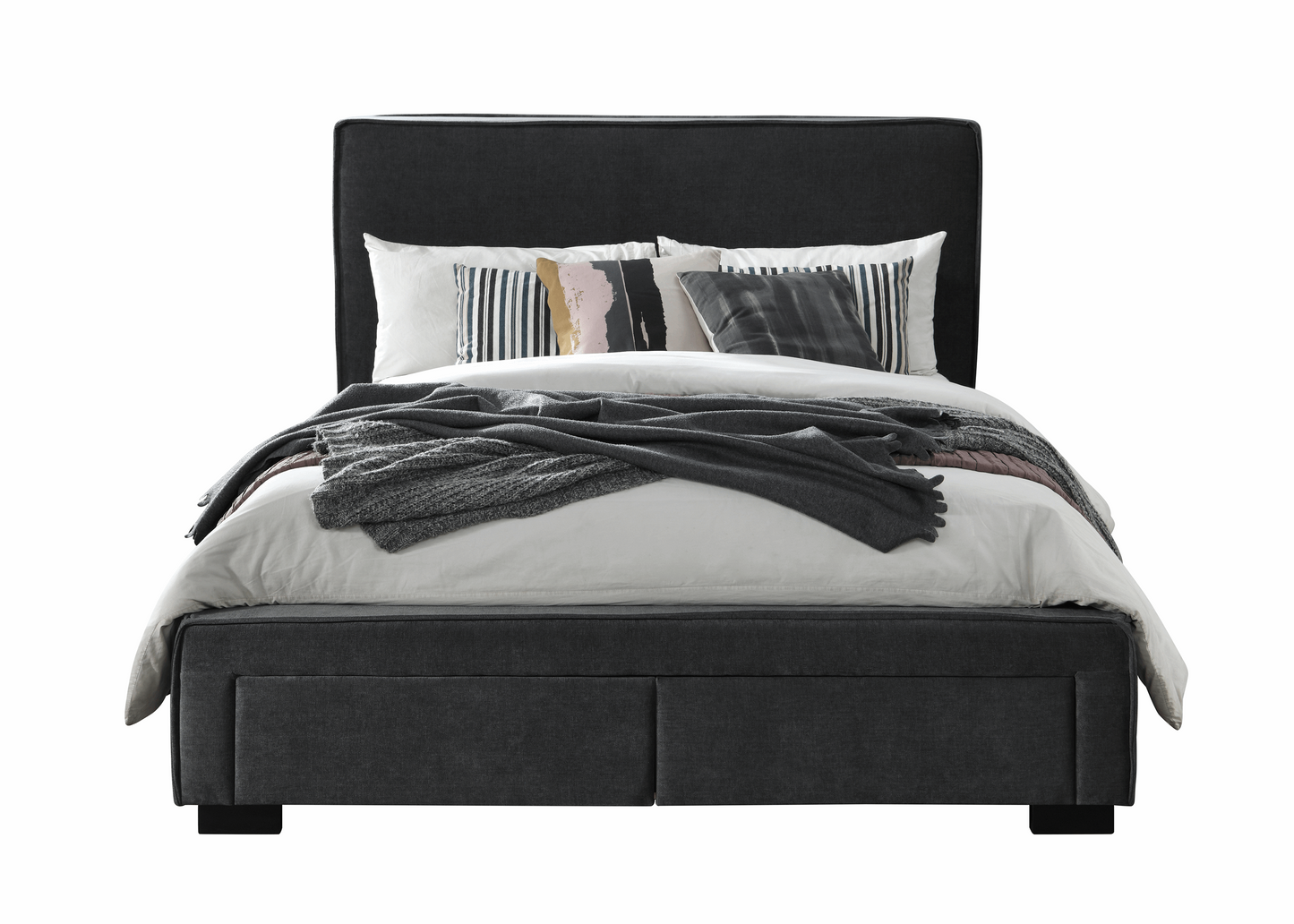 Trieste - Bed - King size with two drawers - Colour: Licorice