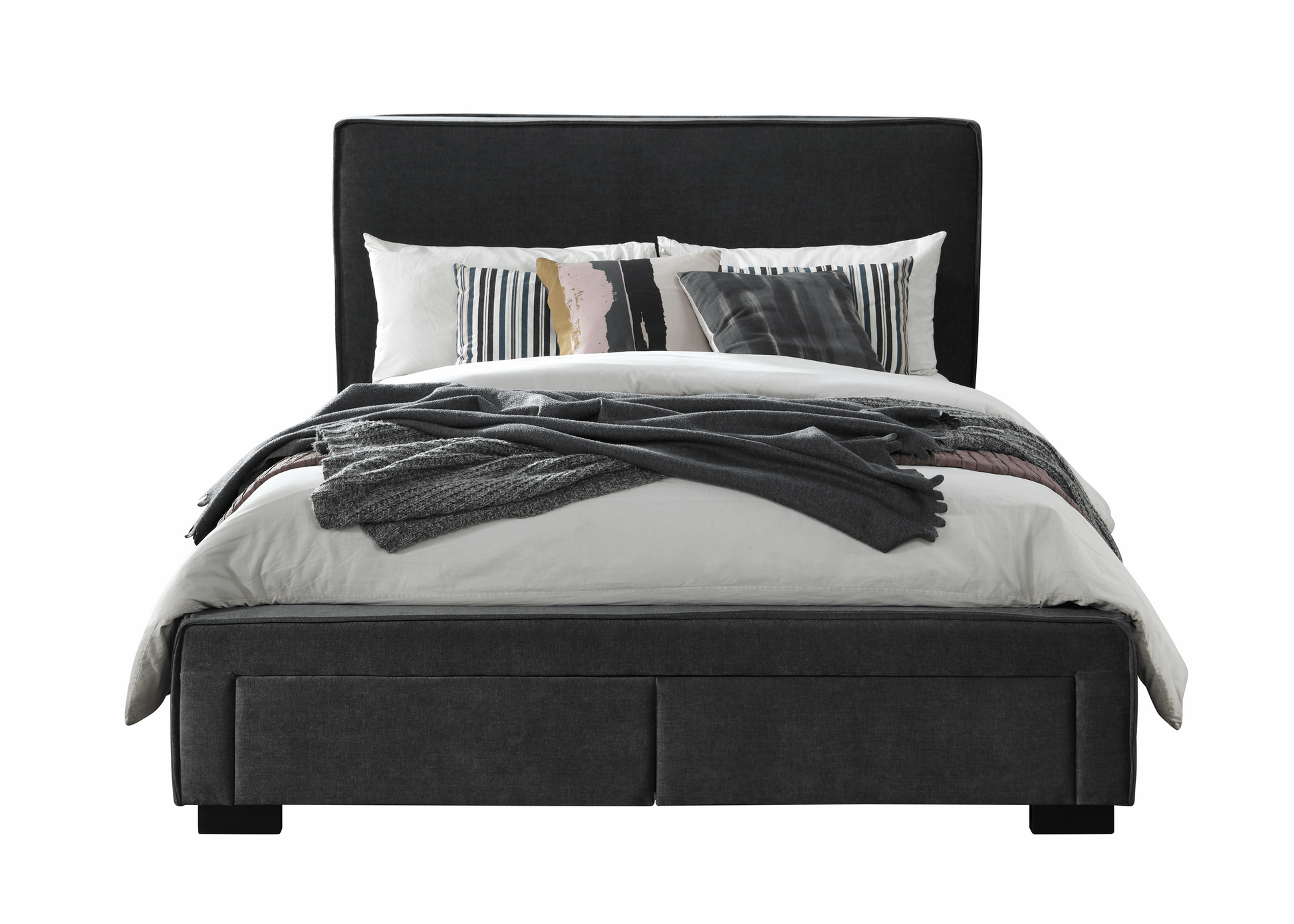 Trieste - Bed - King size with two drawers - Colour: Licorice
